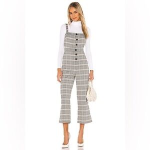 Cupcakes and Cashmere Willa Cropped Jumpsuit Black Plaid Women’s Size 4